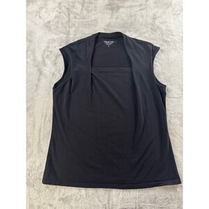 Coldwater Creek Black Sleeveless Square Neck Draped Top‎ Size L 14